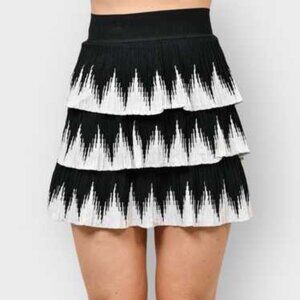 Maje Tiered Julia Skirt in Black and White
